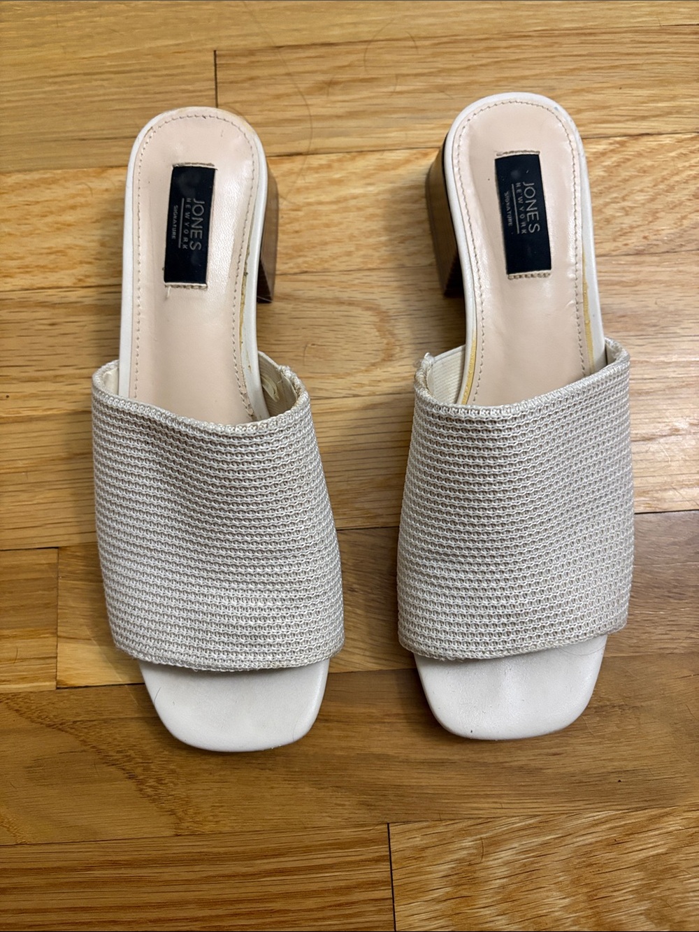 Jones New York Cream Knit Slide Mules
